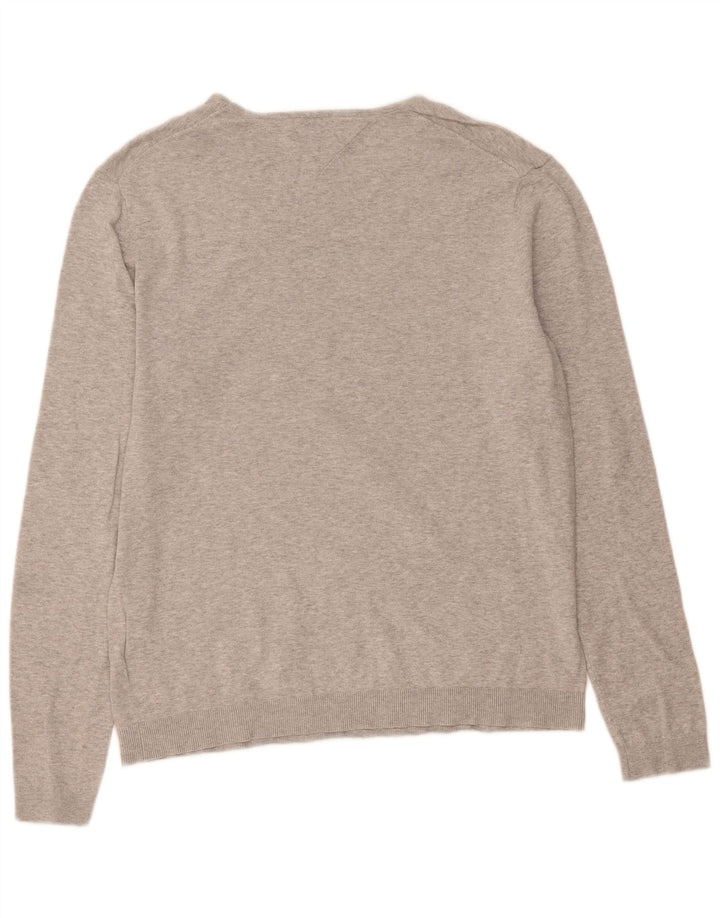 TOMMY HILFIGER Mens Crew Neck Jumper Sweater Large Grey Cotton