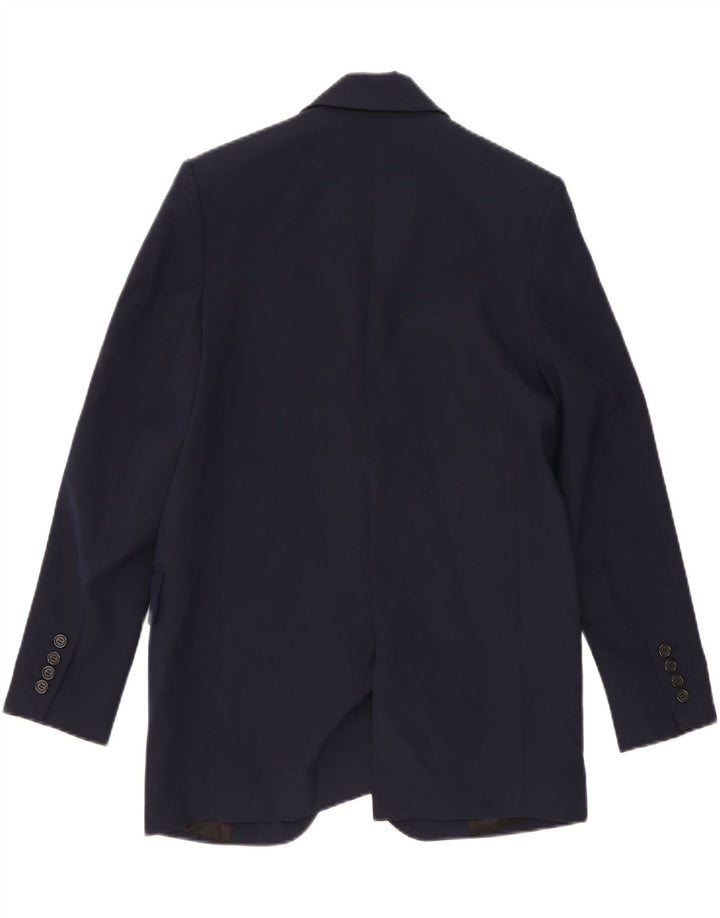 Zara Womens 2 Button Oversized Blazer Jacket UK 6 XS Navy Blue Viscose