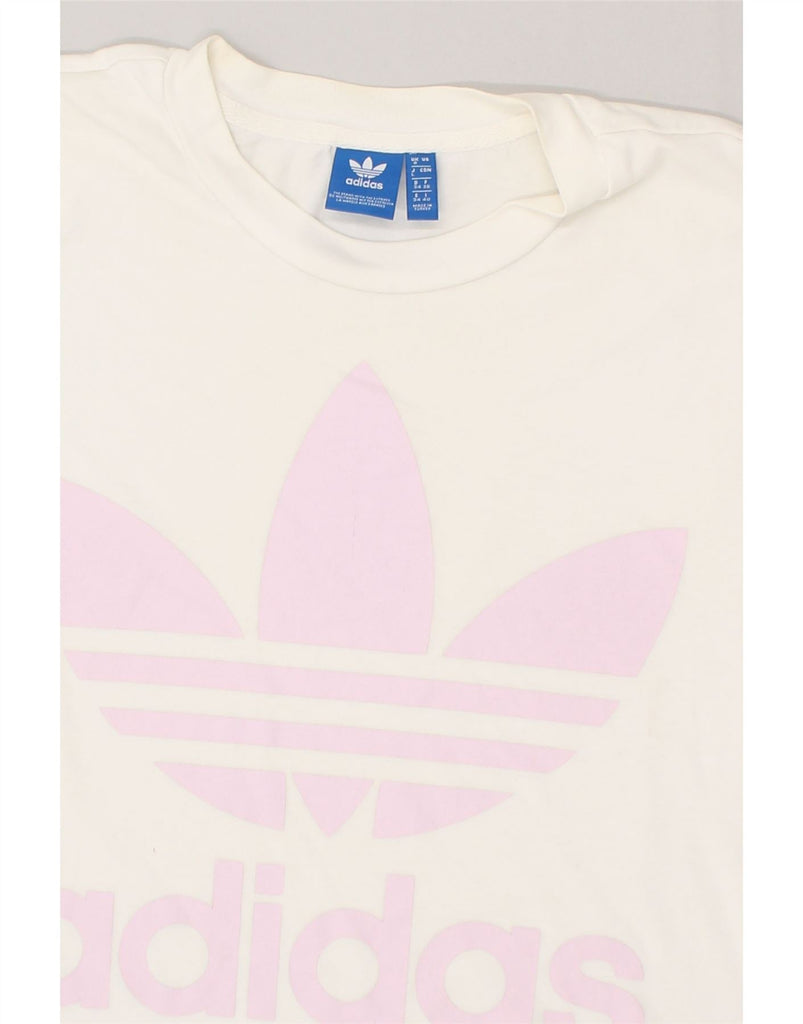 ADIDAS Womens Graphic T-Shirt Top UK 8 Small White Cotton | Vintage Adidas | Thrift | Second-Hand Adidas | Used Clothing | Messina Hembry 