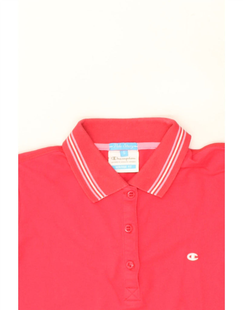 CHAMPION Womens Heritage Fit Polo Shirt UK 8 Small Pink Cotton | Vintage Champion | Thrift | Second-Hand Champion | Used Clothing | Messina Hembry 