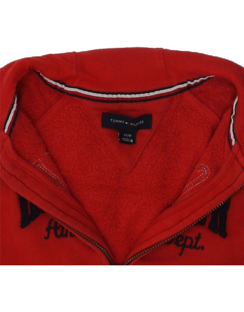 TOMMY HILFIGER Boys Graphic Zip Hoodie Sweater 2-3 Years Red Cotton | Vintage Tommy Hilfiger | Thrift | Second-Hand Tommy Hilfiger | Used Clothing | Messina Hembry 