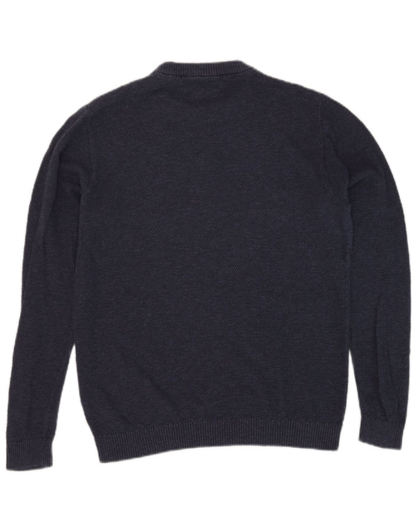 Jack & Jones Mens Crew Neck Jumper Sweater Medium Navy Blue Cotton