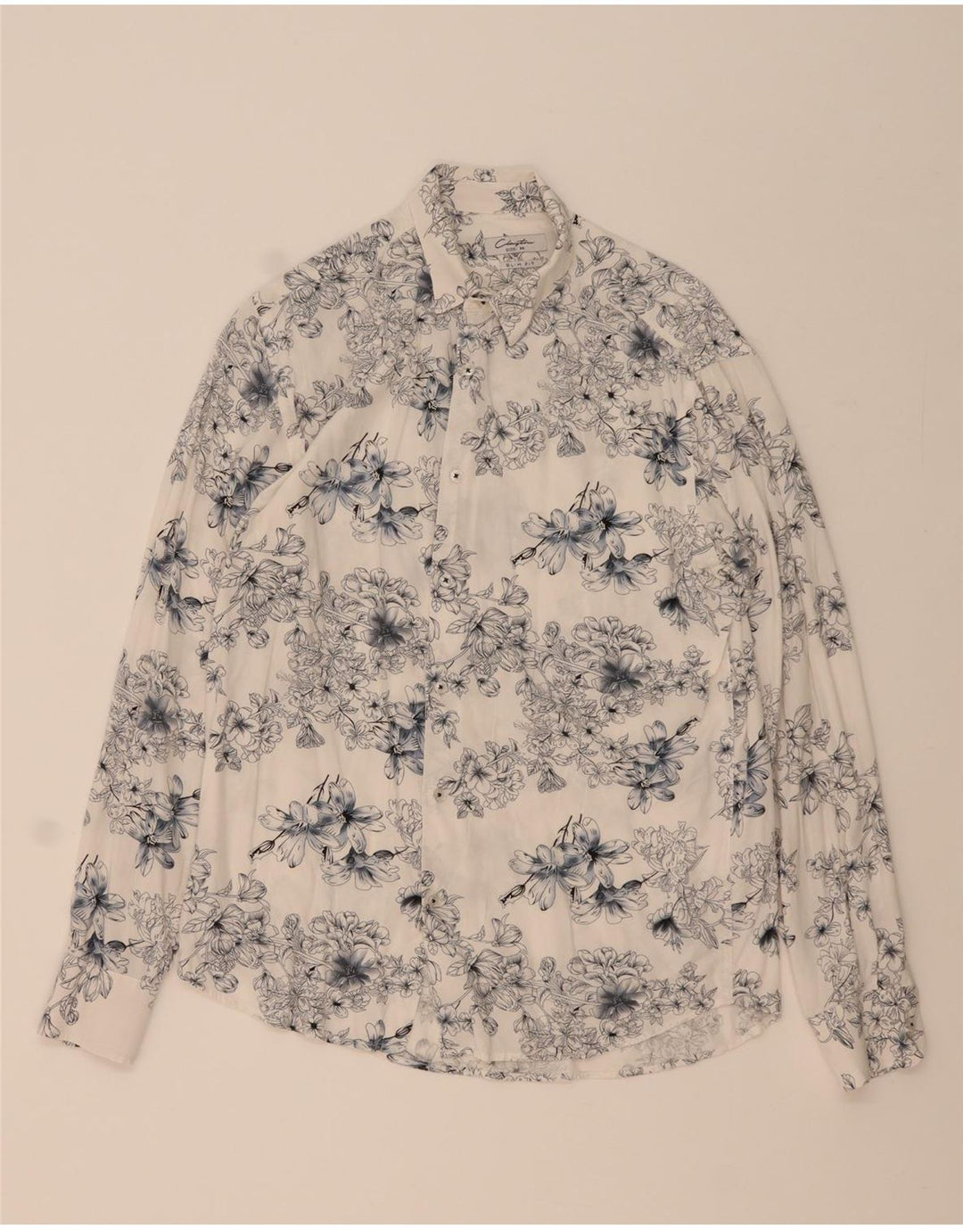 Clayton Mens Slim Fit Shirt Medium Blue Floral Viscose
