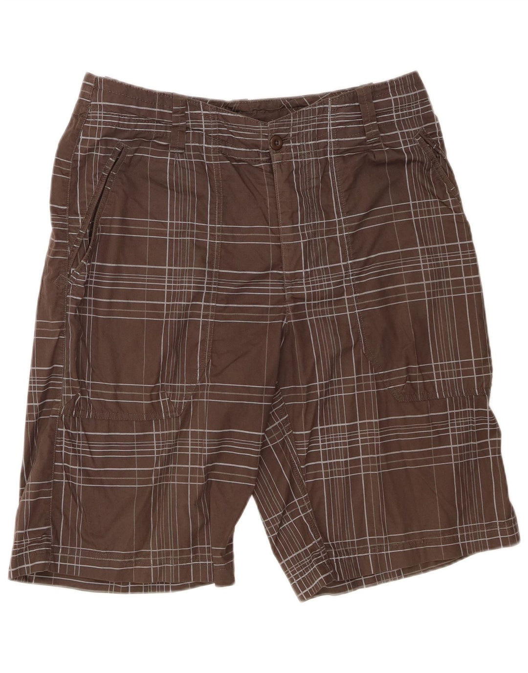 Nike Mens Chino Shorts Medium W32 Brown Check Cotton