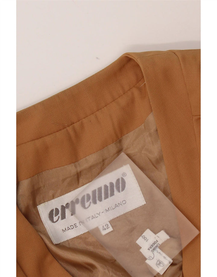 Vintage Womens 3 Button 3/4 Sleeve Blazer Jacket IT 42 Medium Brown Rayon