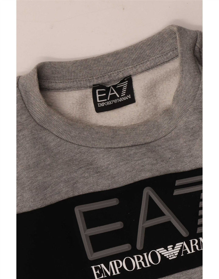 Emporio Armani Mens Graphic Sweatshirt Jumper Medium Grey Colourblock