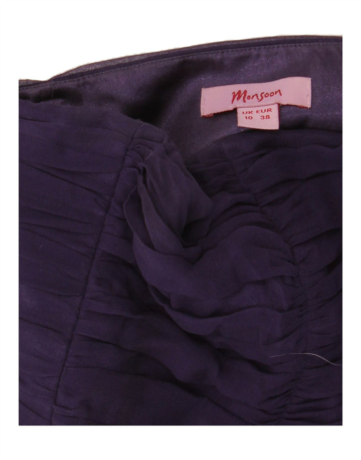 MONSOON Womens Crop Strapless Top UK 10 Small  Purple Silk Vintage Monsoon and Second-Hand Monsoon from Messina Hembry 