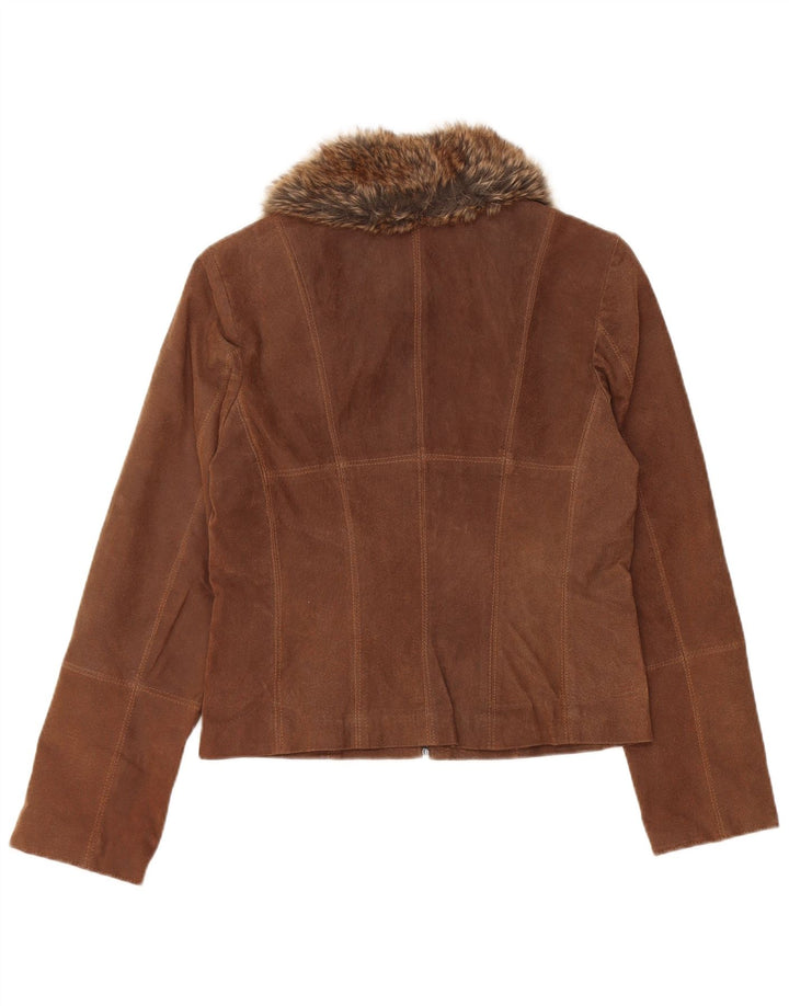 HI-Buxter Womens Crop Suede Jacket EU 36 Small Brown Leather