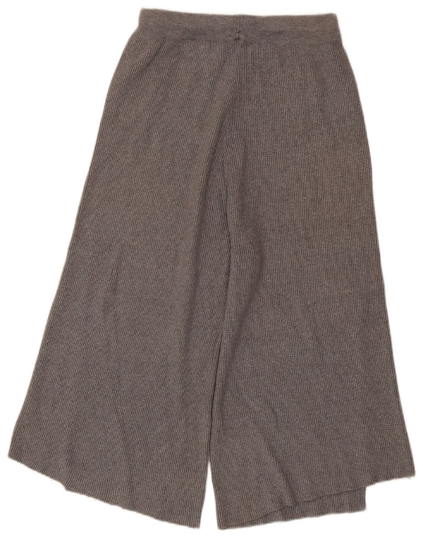 Zara Womens Knit Wide Leg Capri Trousers UK 8 Small W25 L19 Grey