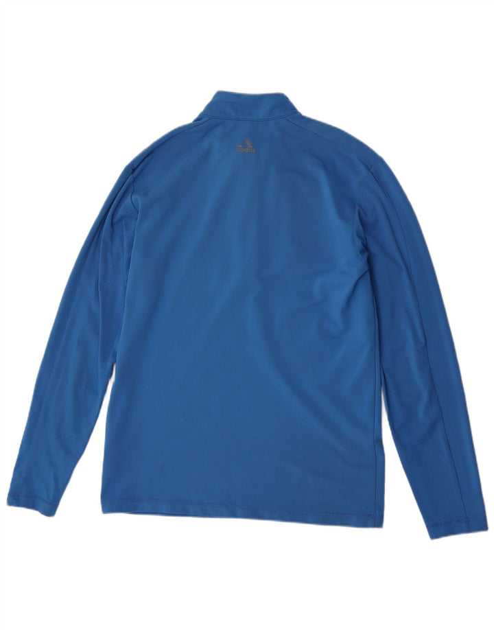 Adidas Mens Climalite Zip Neck Pullover Tracksuit Top Medium Blue Polyester