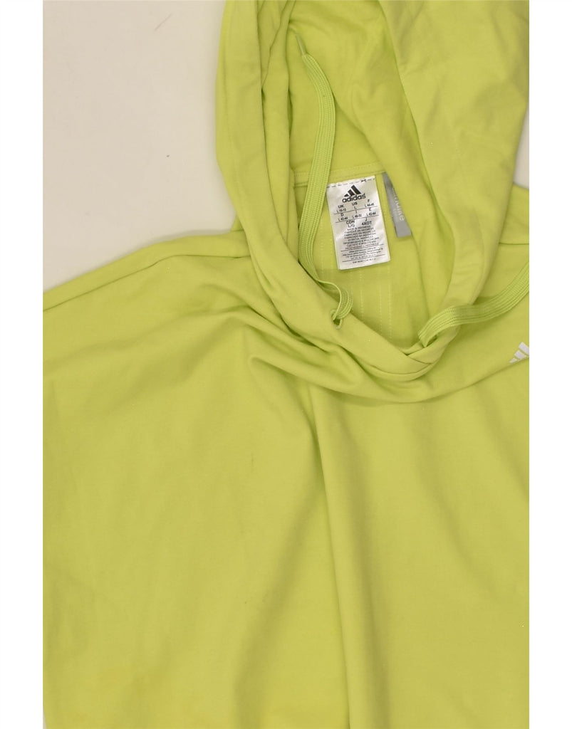 ADIDAS Womens Short Sleeve Hoodie Jumper UK 16/18 Large Green Cotton | Vintage Adidas | Thrift | Second-Hand Adidas | Used Clothing | Messina Hembry 