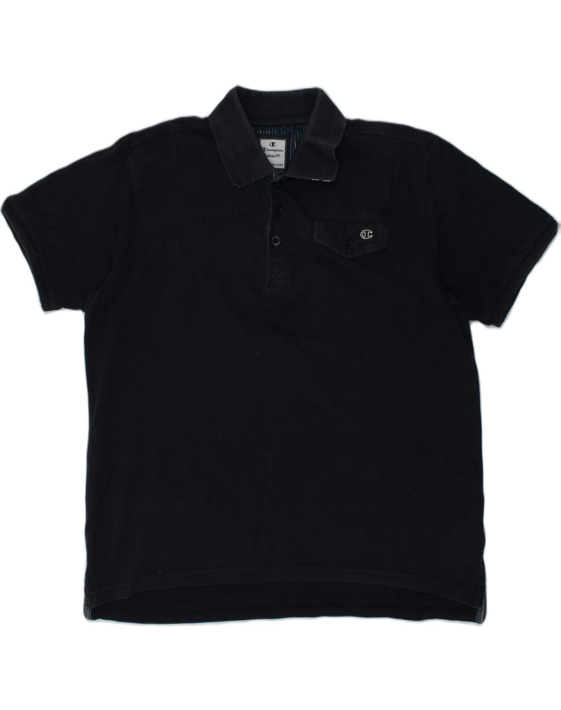 CHAMPION Boys Polo Shirt 11-12 Years Large Navy Blue Cotton | Vintage Champion | Thrift | Second-Hand Champion | Used Clothing | Messina Hembry 