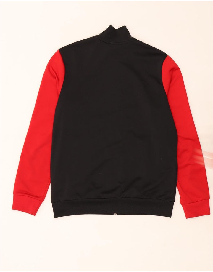 ADIDAS Boys Tracksuit Top Jacket 13-14 Years Black Colourblock Polyester