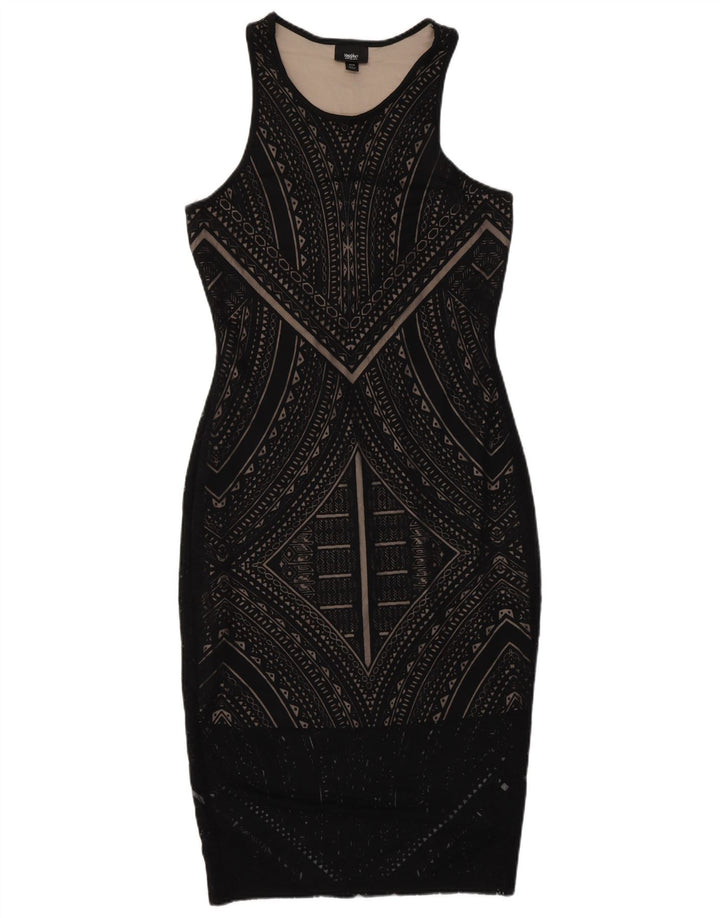 MOSSIMO Womens Sleeveless Bodycon Dress UK 6 XS Black Geometric Rayon