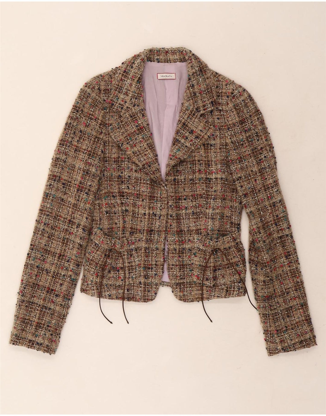 Max & Co. Womens Blazer Jacket UK 10 Small Beige Flecked Wool