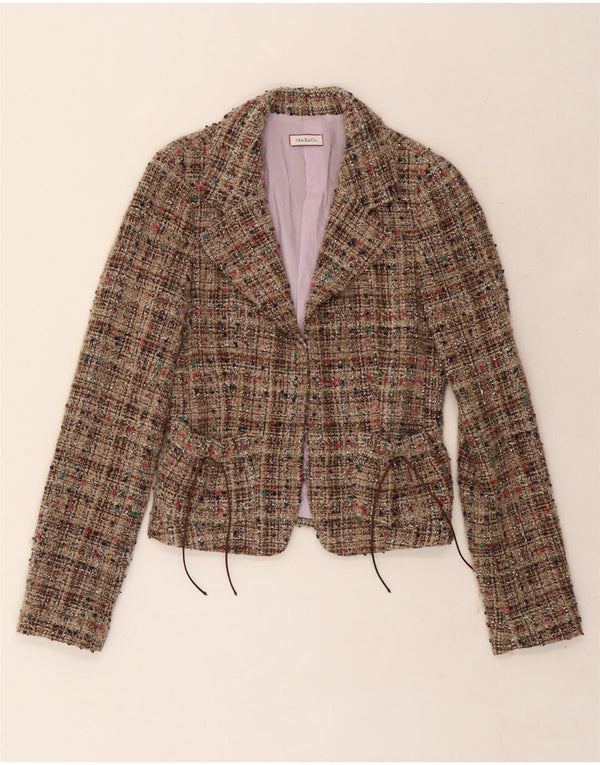 Max & Co. Womens Blazer Jacket UK 10 Small Beige Flecked Wool
