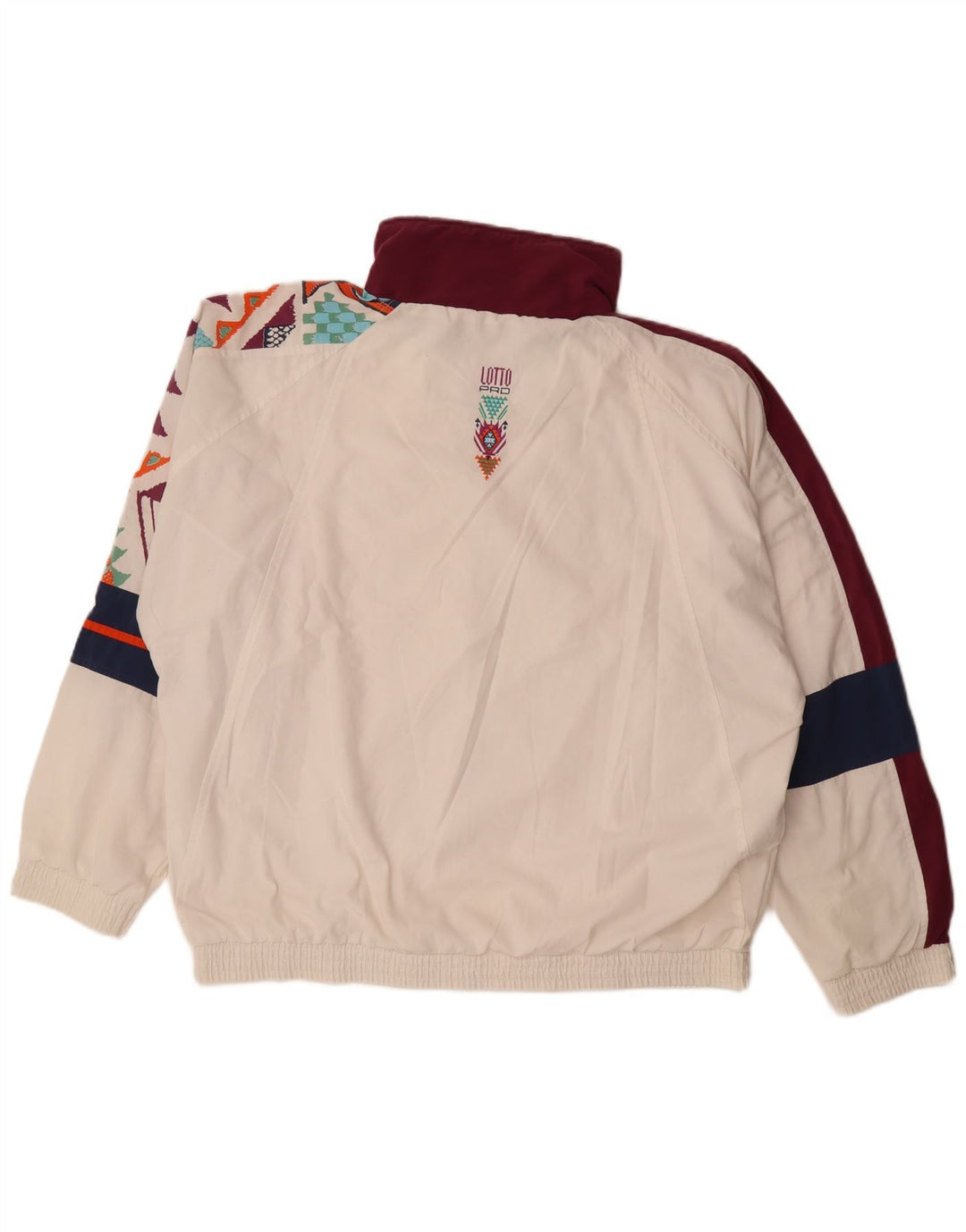 Lotto Mens Loose Fit Tracksuit Top Jacket Large White Geometric