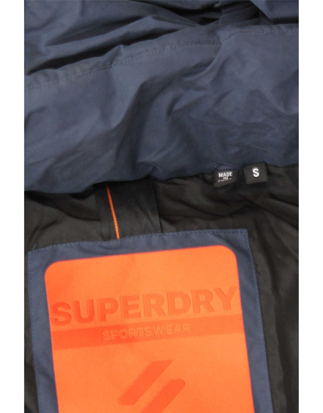 Superdry Mens Hooded Padded Jacket UK 36 Small Navy Blue Polyester