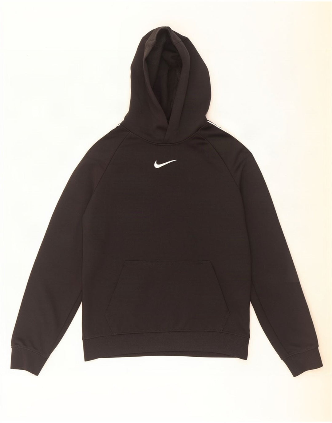 Nike Boys Graphic Hoodie Jumper 10-11 Years Medium Black Polyester