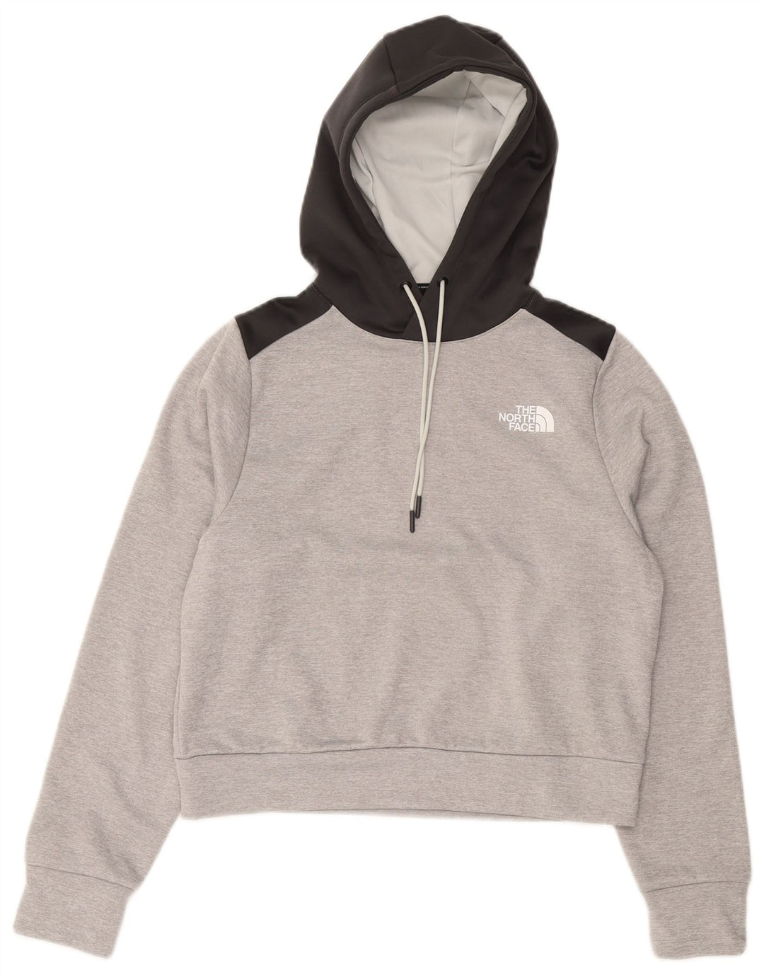 THE NORTH FACE Womens Crop Hoodie Jumper UK 12 Medium Grey Colourblock