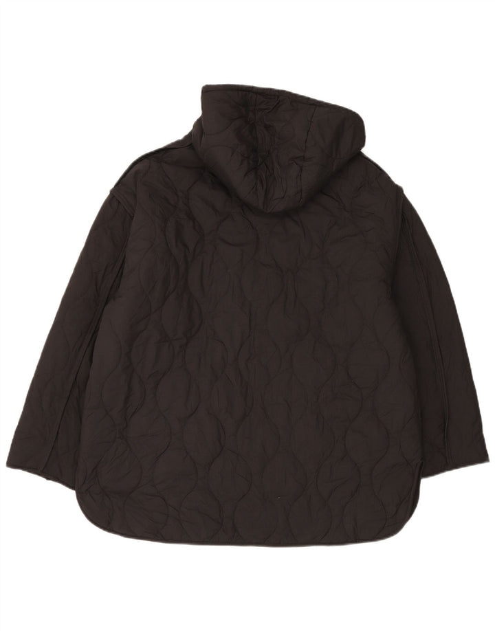 Zara Womens Hooded Oversized Quilted Jacket UK 10 Small Black Polyester