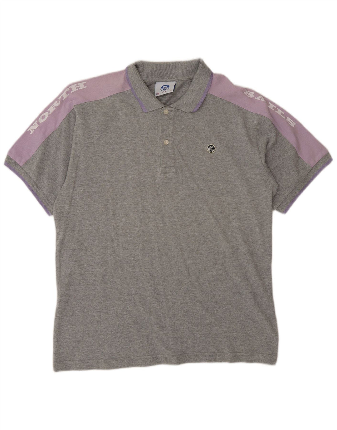 North Sails Mens Graphic Polo Shirt Medium Grey Colourblock Cotton