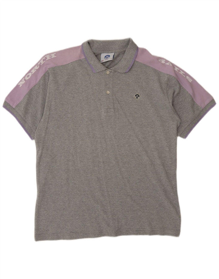 North Sails Mens Graphic Polo Shirt Medium Grey Colourblock Cotton