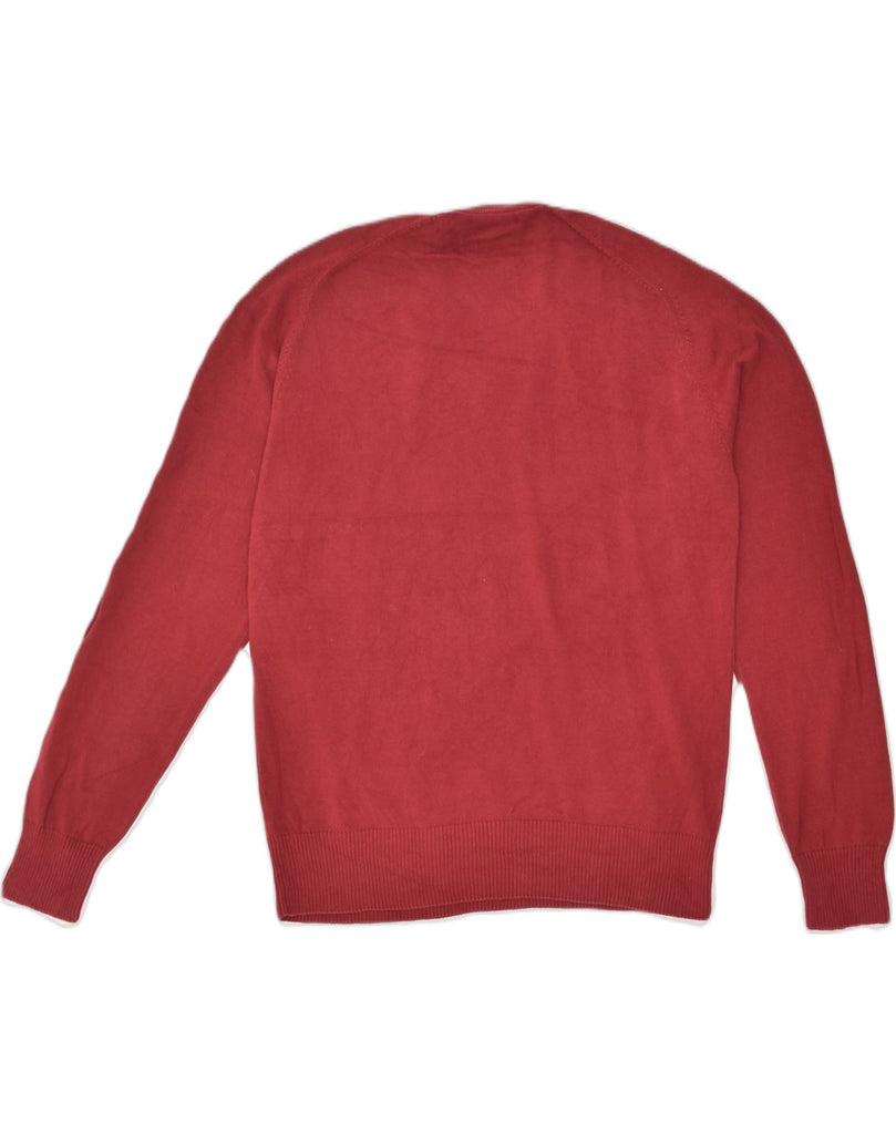 PENGUIN Mens V-Neck Jumper Sweater Medium Red Cotton | Vintage Penguin | Thrift | Second-Hand Penguin | Used Clothing | Messina Hembry 