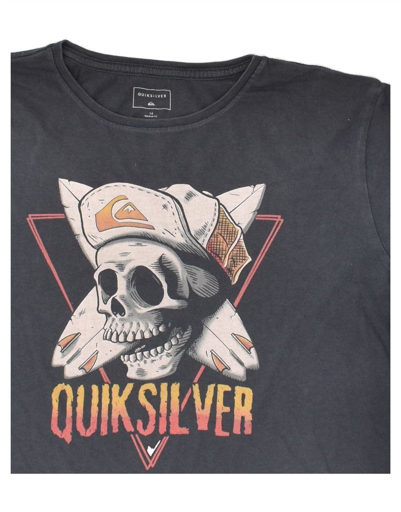 QUIKSILVER Boys Graphic T-Shirt Top 13-14 Years Grey Cotton | Vintage Quiksilver | Thrift | Second-Hand Quiksilver | Used Clothing | Messina Hembry 