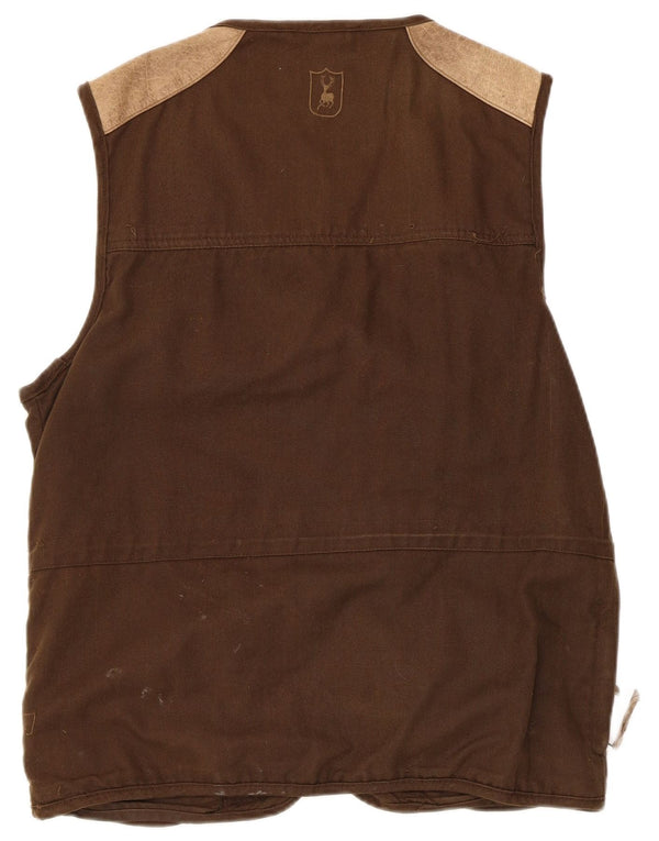 Deerhunter Mens Gilet UK 40 Large Brown Colourblock Cotton