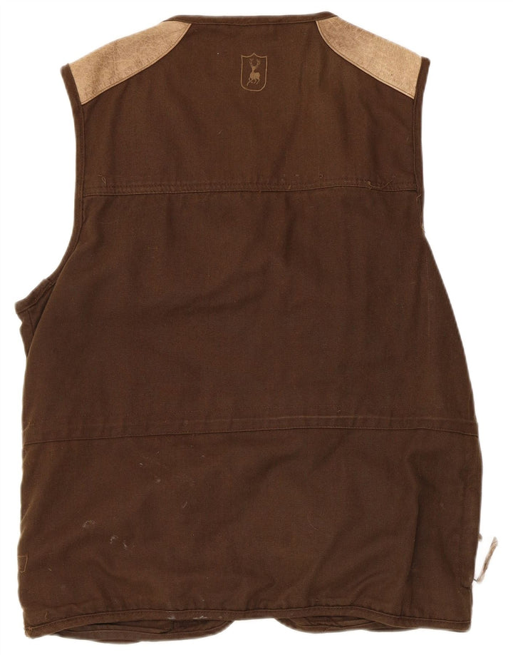 Deerhunter Mens Gilet UK 40 Large Brown Colourblock Cotton