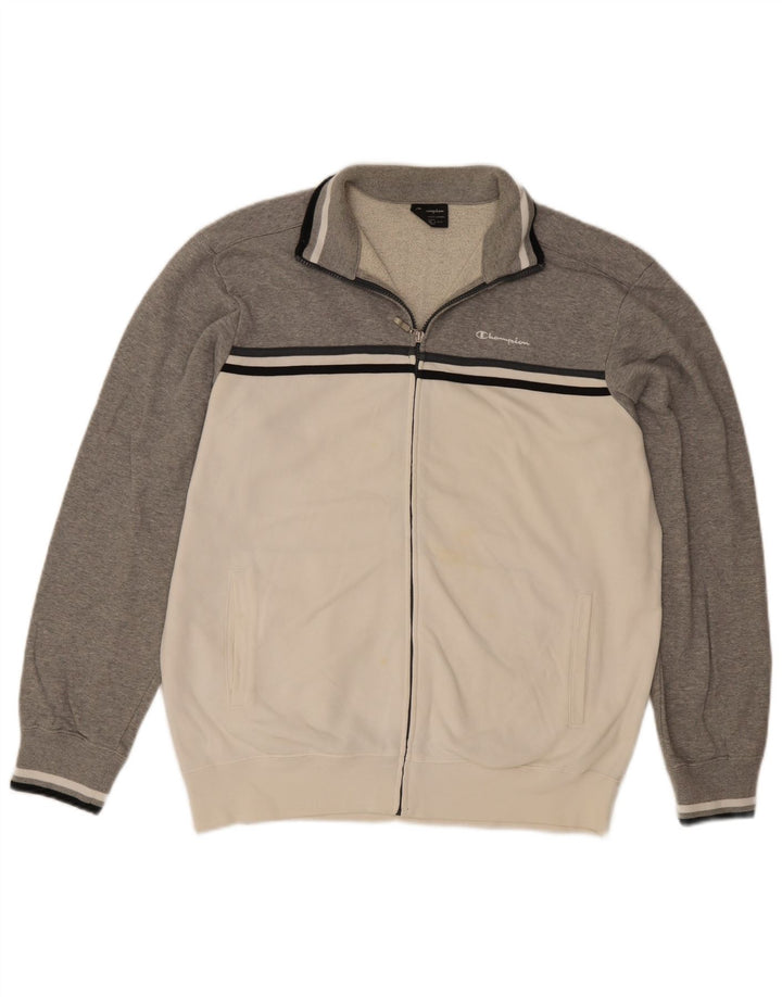 Champion Mens Tracksuit Top Jacket XL Grey Colourblock Cotton
