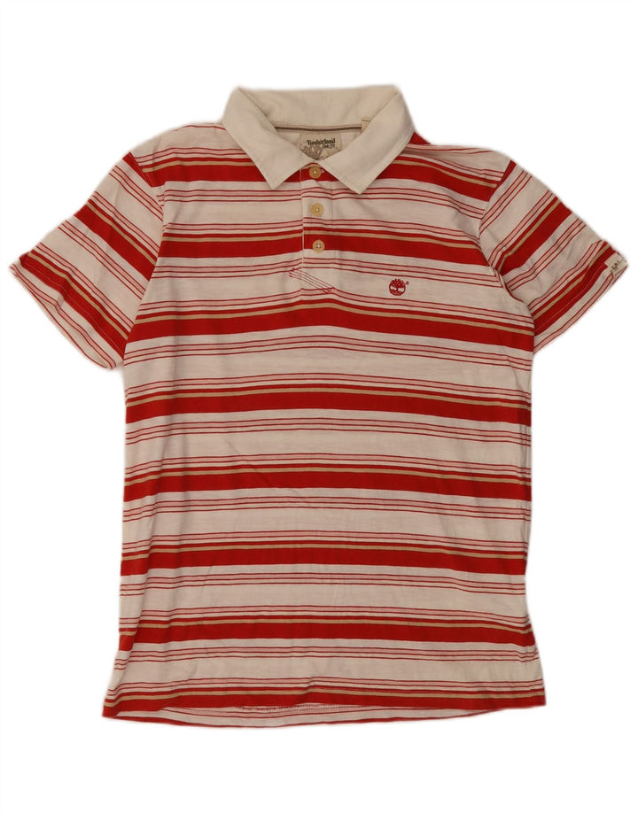 Timberland Mens Polo Shirt Medium Red Striped Cotton