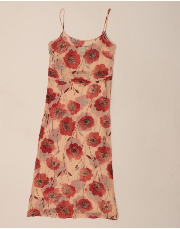 Moschino Womens See Through Slip Dress UK 8 Small Beige Floral Cotton
