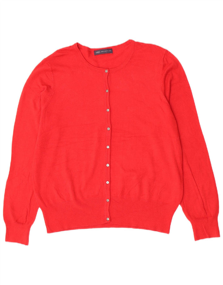 Marks & Spencer Womens Cardigan Sweater UK 14 Medium Red