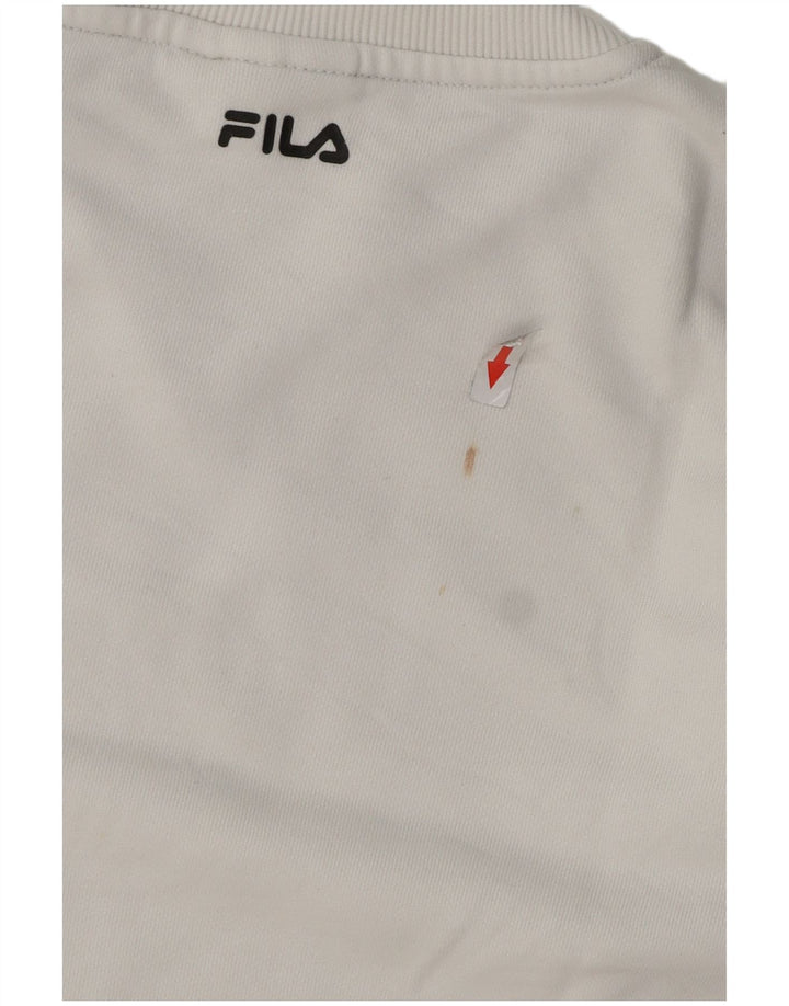 Fila Womens Oversized Sweatshirt Jumper UK 10 Small White Cotton