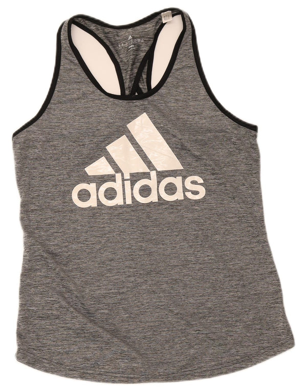 Adidas Womens Graphic Vest Top UK 16/18 Large Grey Polyester