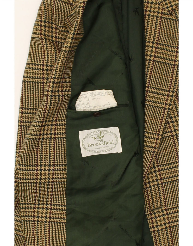 BROOKSFIELD Mens 2 Button Blazer Jacket IT 56 3XL Beige Houndstooth Wool | Vintage Brooksfield | Thrift | Second-Hand Brooksfield | Used Clothing | Messina Hembry 