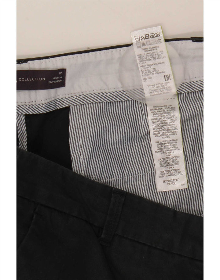 Marks & Spencer Womens Chino Shorts UK 12 Medium W32  Black Cotton