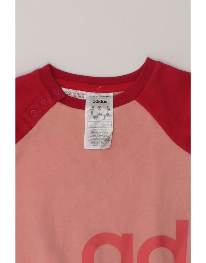 ADIDAS Baby Girls Graphic Sweatshirt Jumper 3-6 Months Red Colourblock | Vintage Adidas | Thrift | Second-Hand Adidas | Used Clothing | Messina Hembry 