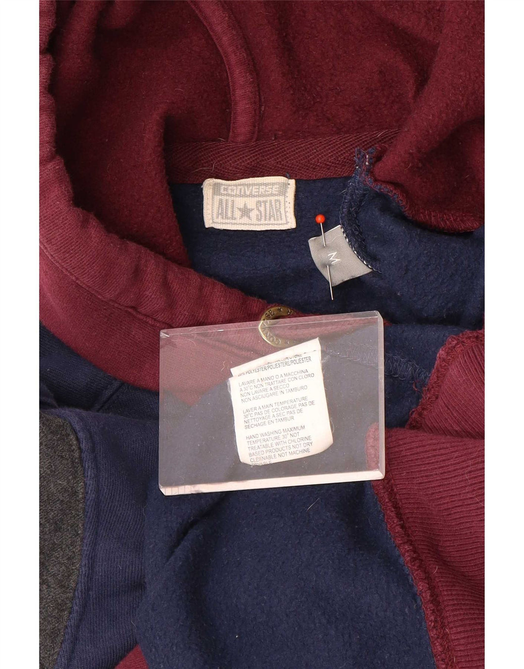 Converse Mens Graphic Hoodie Jumper Medium Multicoloured Colourblock Cotton