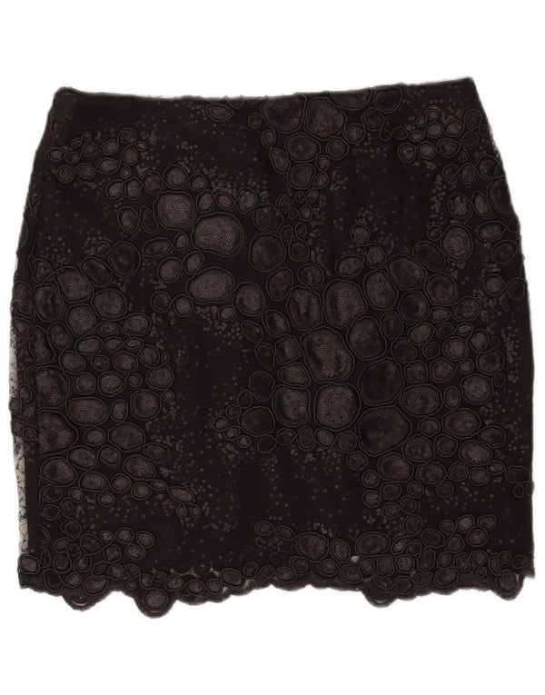 Reiss Womens Abstract Pattern Mini Skirt W30 Medium Black Polyester