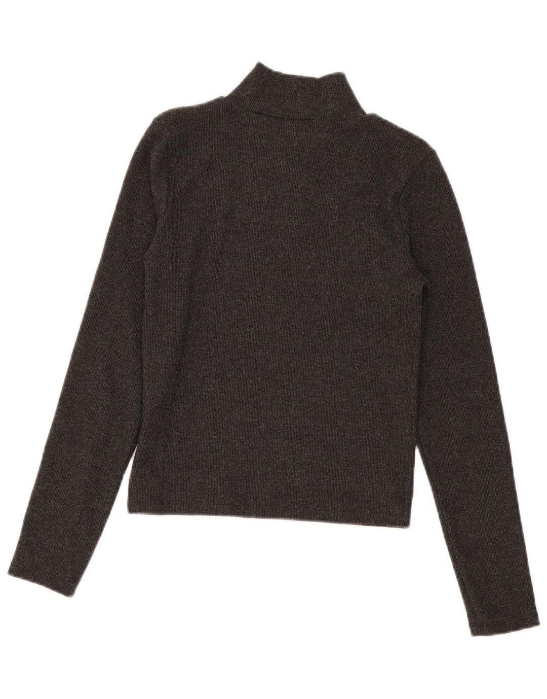 Zara Womens Crop Top Long Sleeve UK 12 Medium Black Polyester
