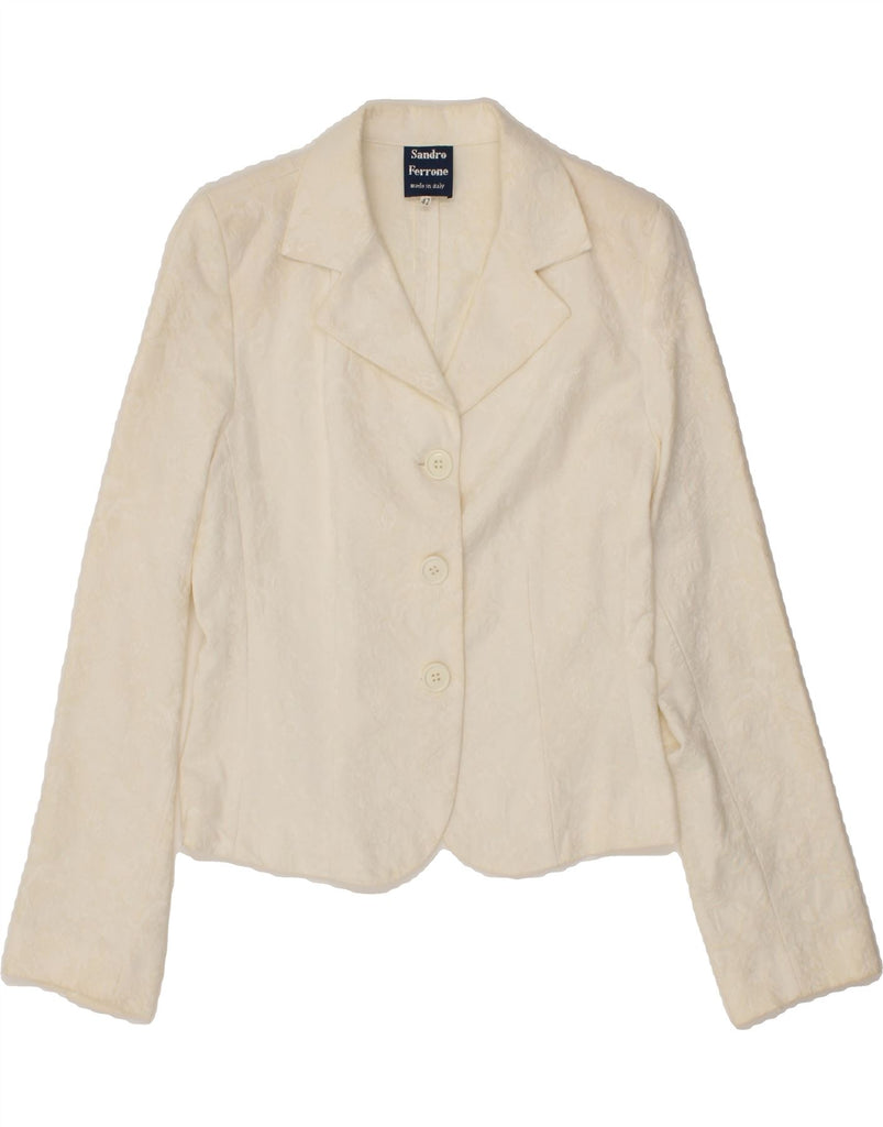 SANDRO FERRONE Womens Crop Blazer Jacket IT 42 Medium White Floral Vintage Sandro Ferrone and Second-Hand Sandro Ferrone from Messina Hembry 