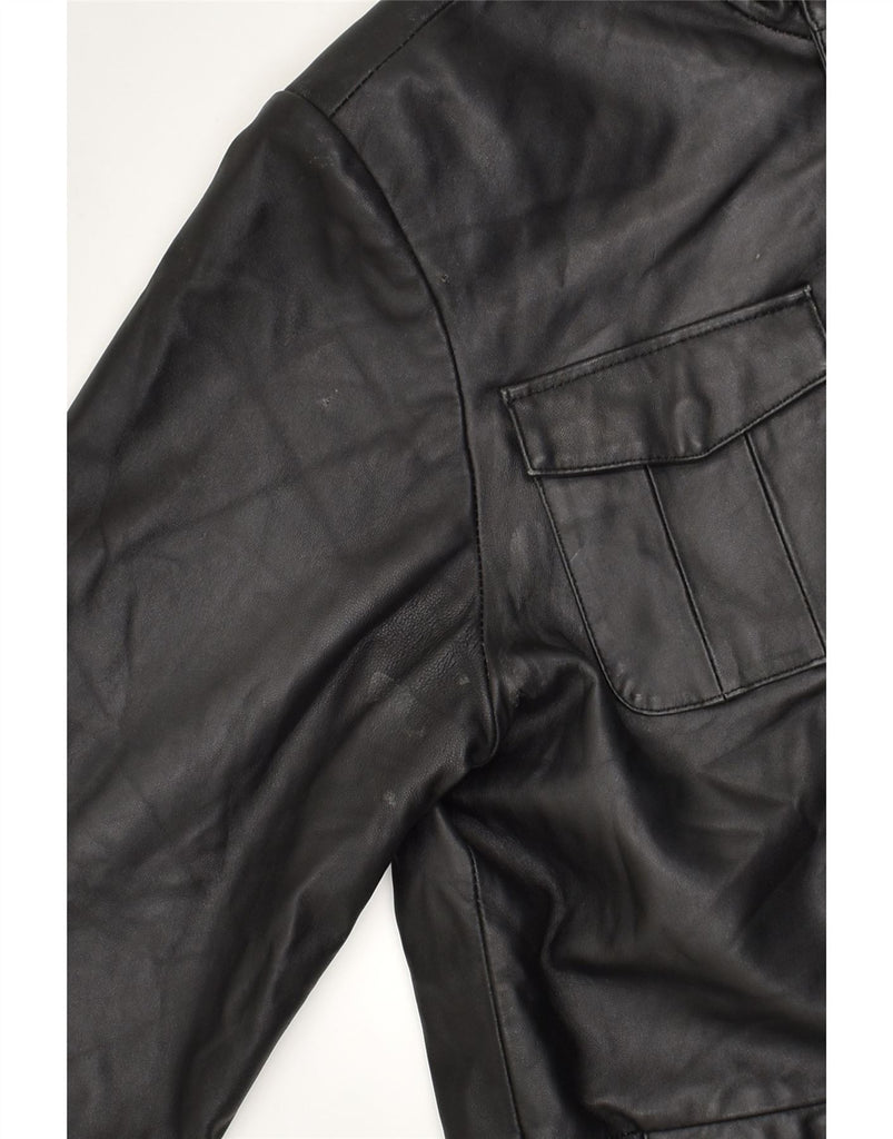 PIERRE CARDIN Mens Leather Jacket UK 40 Large Black | Vintage Pierre Cardin | Thrift | Second-Hand Pierre Cardin | Used Clothing | Messina Hembry 