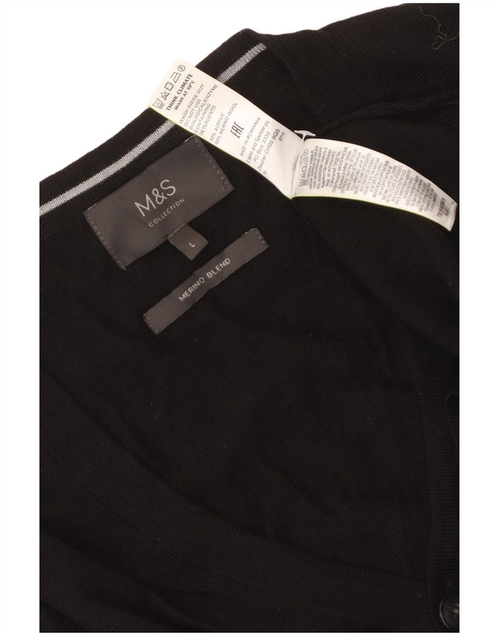 Marks & Spencer Mens Cardigan Sweater Large Black Acrylic