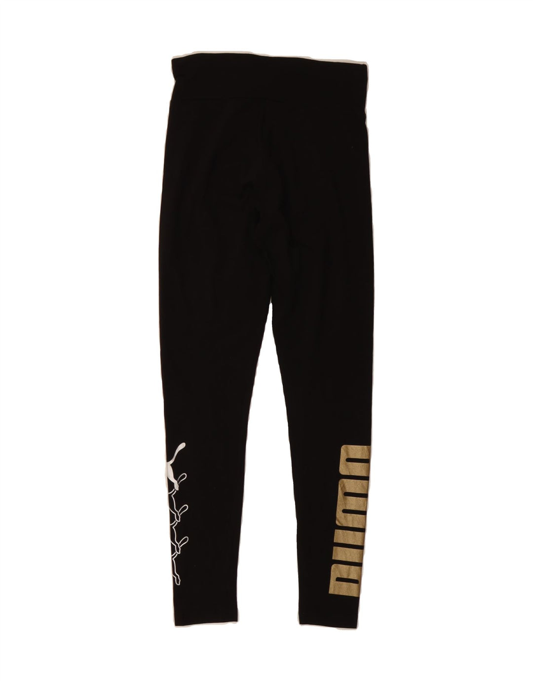 PUMA Womens Graphic Leggings UK 12 Medium Black Cotton Vintage Puma and Second-Hand Puma from Messina Hembry 