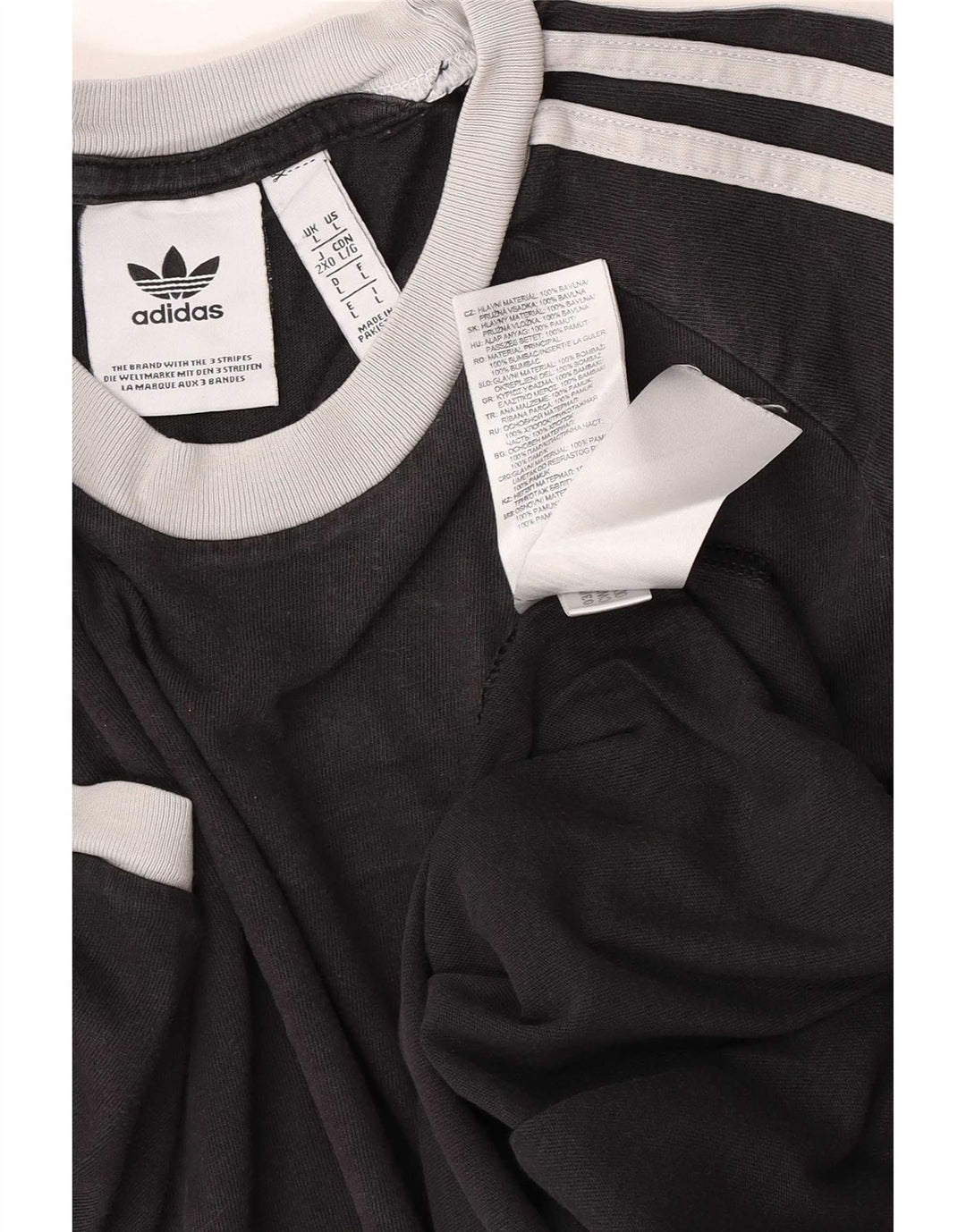 Adidas Mens T-Shirt Top Large Black Cotton