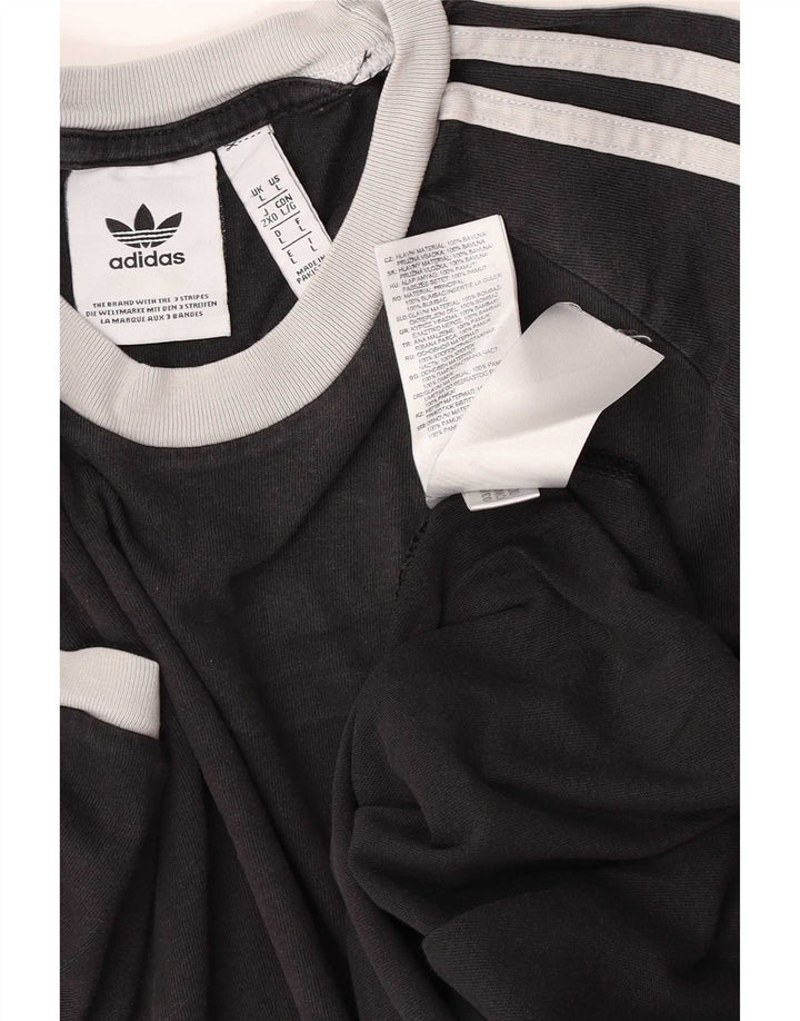 Adidas Mens T-Shirt Top Large Black Cotton