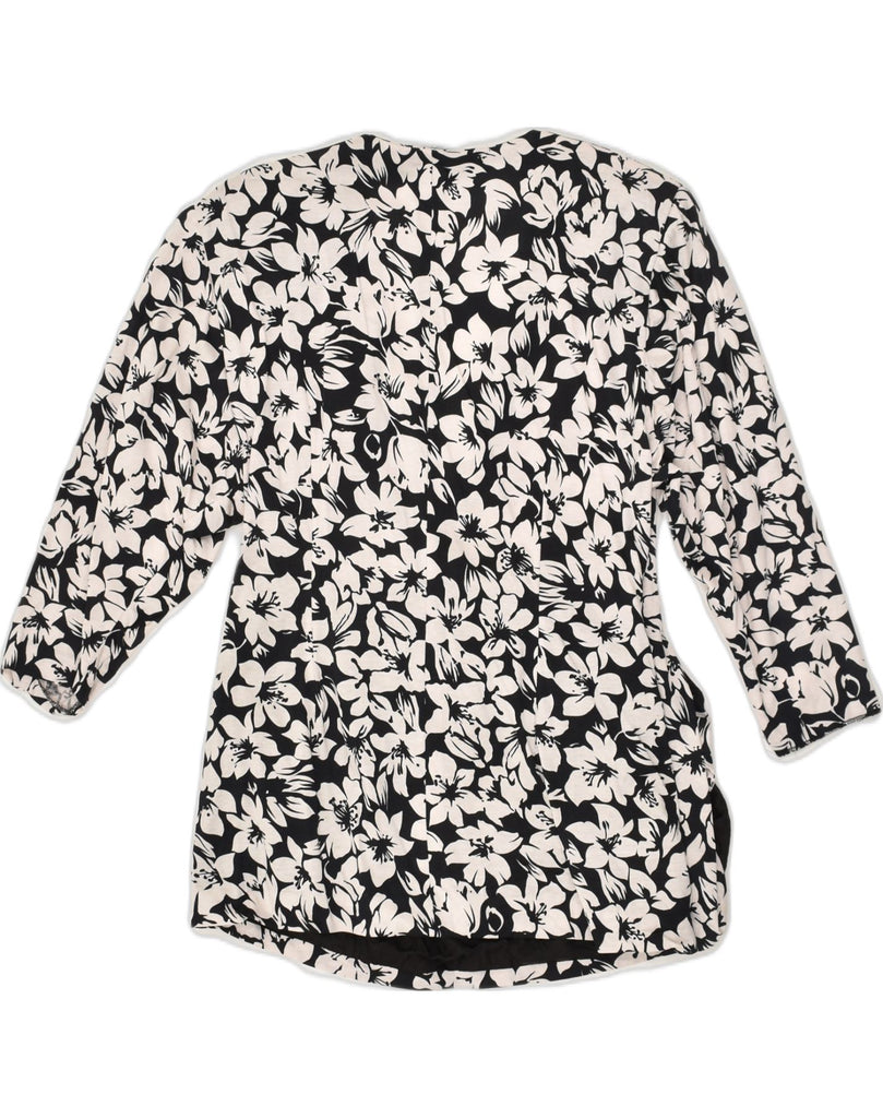 LUISA SPAGNOLI Womens 1 Button Blazer Jacket IT 48 XL Black Floral Cotton | Vintage Luisa Spagnoli | Thrift | Second-Hand Luisa Spagnoli | Used Clothing | Messina Hembry 